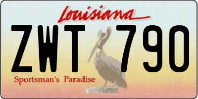 LA license plate ZWT790