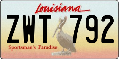 LA license plate ZWT792