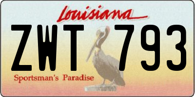 LA license plate ZWT793