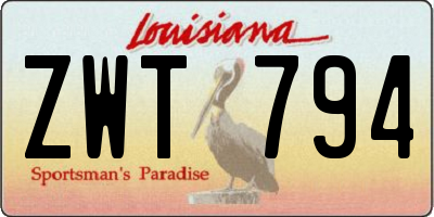 LA license plate ZWT794