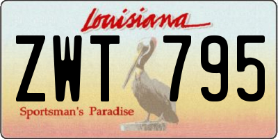 LA license plate ZWT795