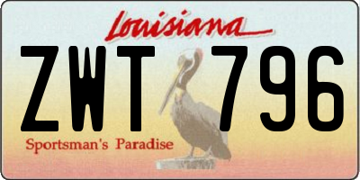 LA license plate ZWT796