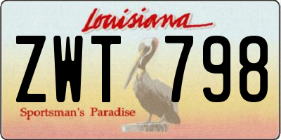 LA license plate ZWT798