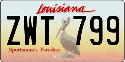 LA license plate ZWT799