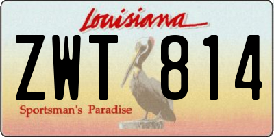 LA license plate ZWT814