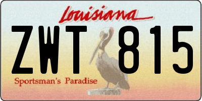 LA license plate ZWT815