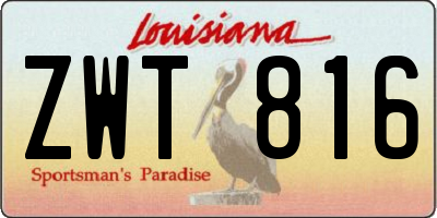 LA license plate ZWT816