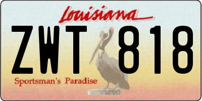 LA license plate ZWT818