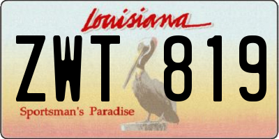 LA license plate ZWT819