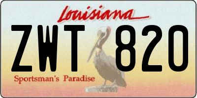 LA license plate ZWT820