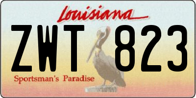 LA license plate ZWT823