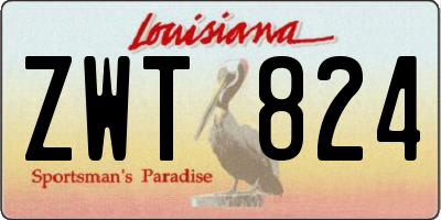 LA license plate ZWT824