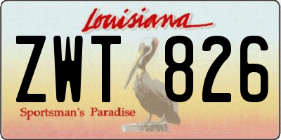 LA license plate ZWT826