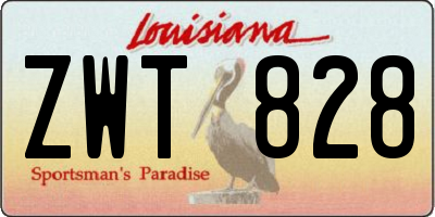 LA license plate ZWT828