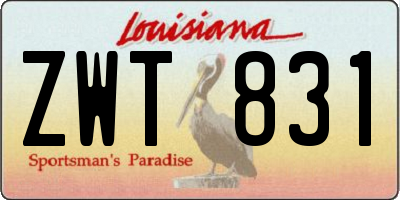 LA license plate ZWT831