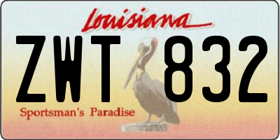 LA license plate ZWT832