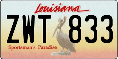 LA license plate ZWT833