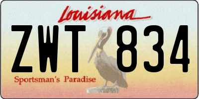 LA license plate ZWT834