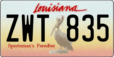 LA license plate ZWT835