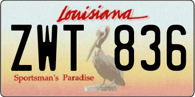 LA license plate ZWT836