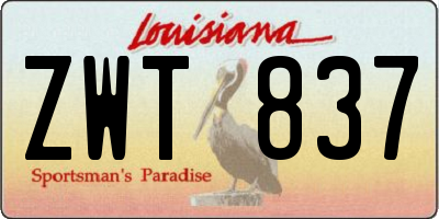 LA license plate ZWT837