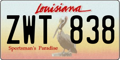 LA license plate ZWT838