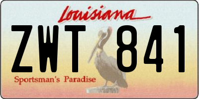 LA license plate ZWT841