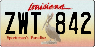 LA license plate ZWT842