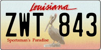 LA license plate ZWT843