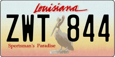 LA license plate ZWT844