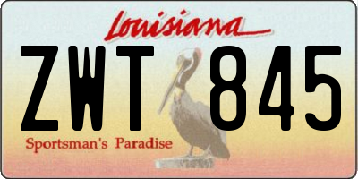 LA license plate ZWT845