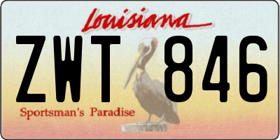 LA license plate ZWT846