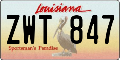 LA license plate ZWT847