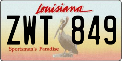 LA license plate ZWT849