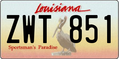 LA license plate ZWT851