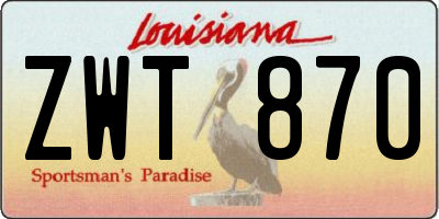 LA license plate ZWT870