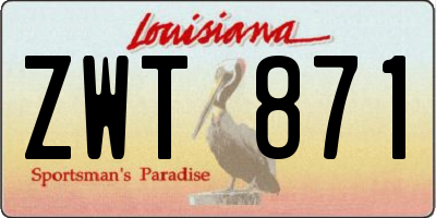 LA license plate ZWT871