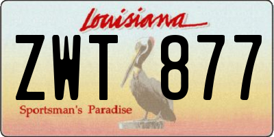 LA license plate ZWT877