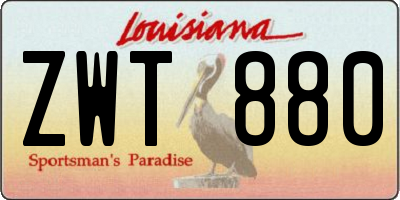 LA license plate ZWT880