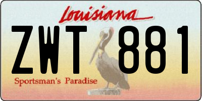 LA license plate ZWT881