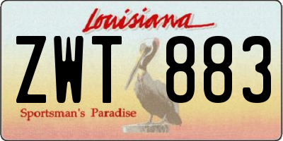 LA license plate ZWT883