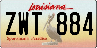 LA license plate ZWT884