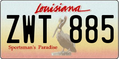 LA license plate ZWT885