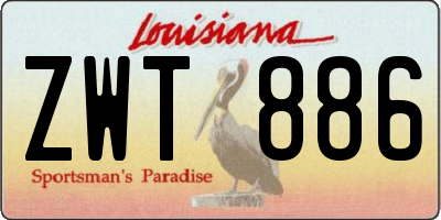 LA license plate ZWT886