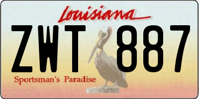 LA license plate ZWT887