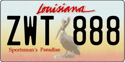 LA license plate ZWT888