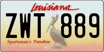 LA license plate ZWT889