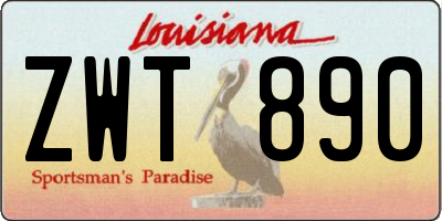 LA license plate ZWT890