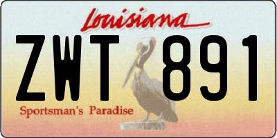 LA license plate ZWT891