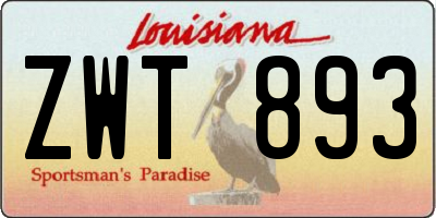 LA license plate ZWT893